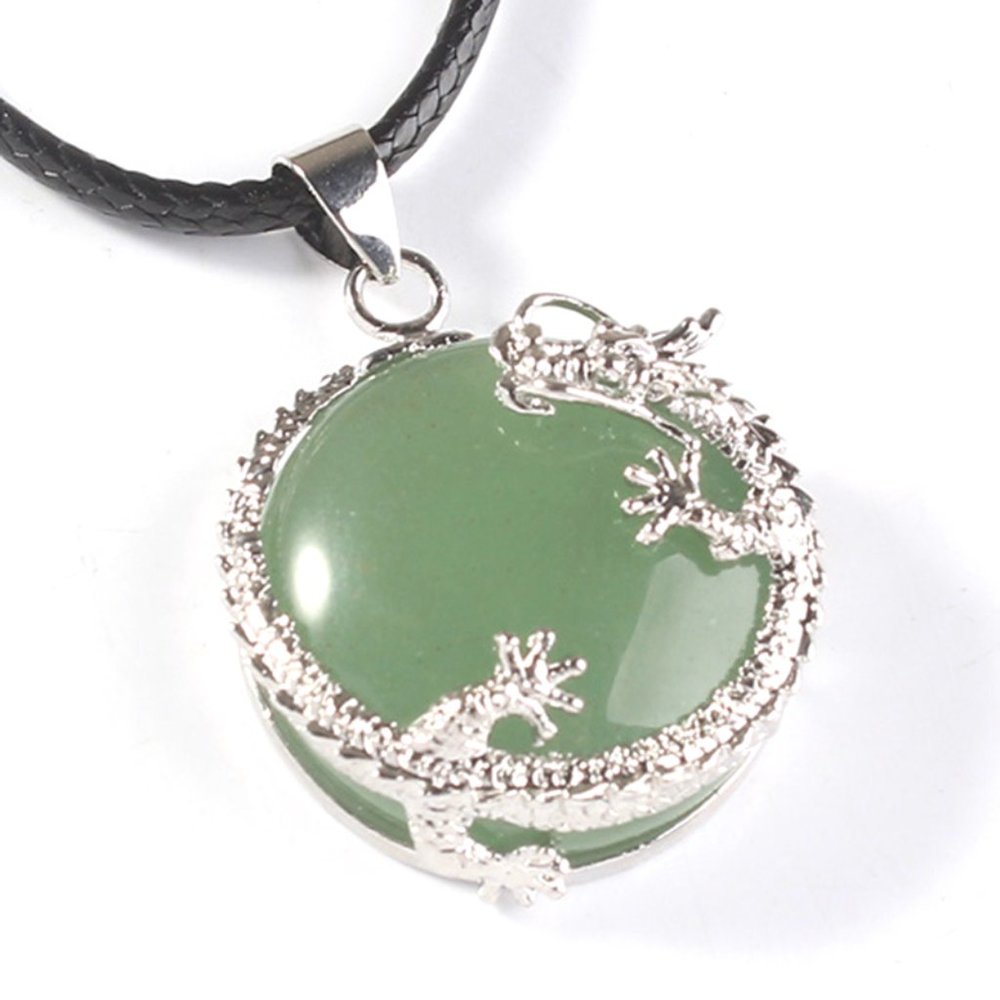 Aventurine Dragon Pendant, Natural Stone, NWOT, 3.4cmx2.3cm (1 3/8" x 7/8")